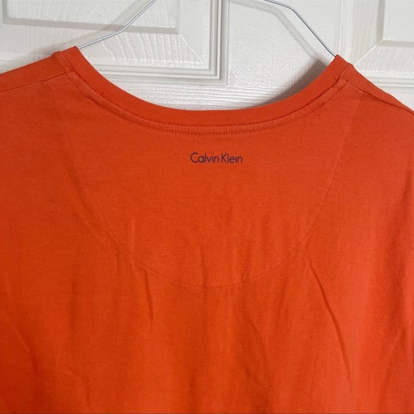Calvin Klein CK orange vneck henley cotton tshirt XL - Picture 6 of 6